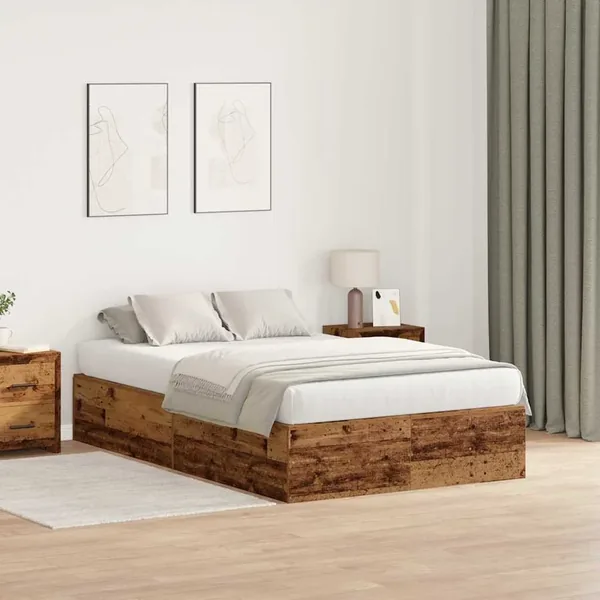 Cadre de lit avec rangement Bois Ancien 120 x 190 cm