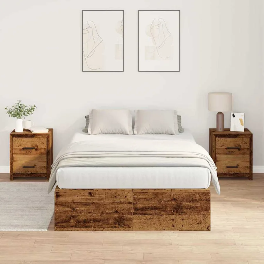 Cadre de lit avec rangement Bois Ancien 120 x 190 cm - 4