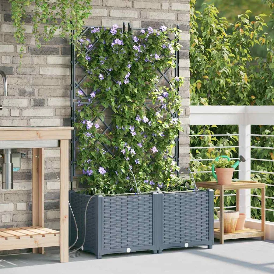Cache-pot de jardin 2 pc Gris clair 80 x 40 x 142 cm PP