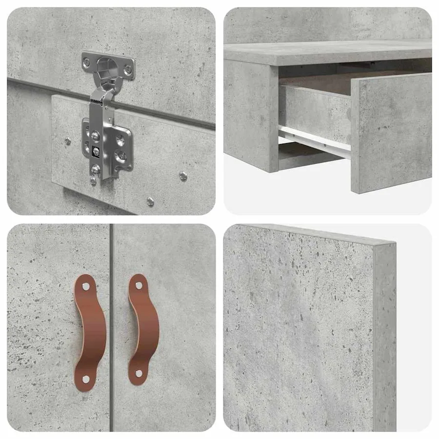 Cadre de lit avec rangement Gris béton 90 cm Bois d'ingénierie - 12