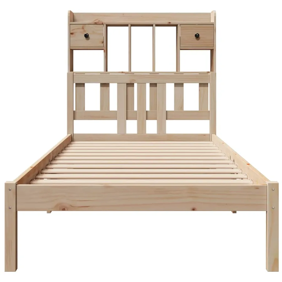Lit bibliothèque sans matelas 90x190 cm bois de pin massif - 4