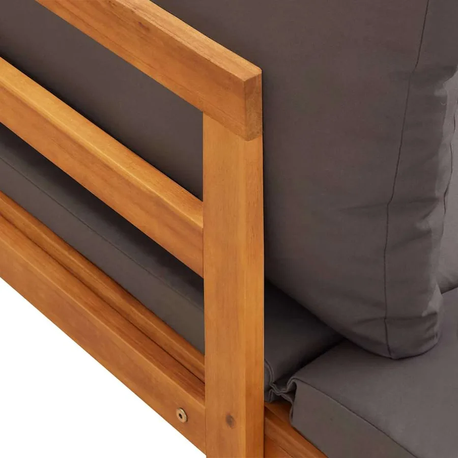 Chaises longues coussins gris foncé lot de 2 Bois acacia solide - 5