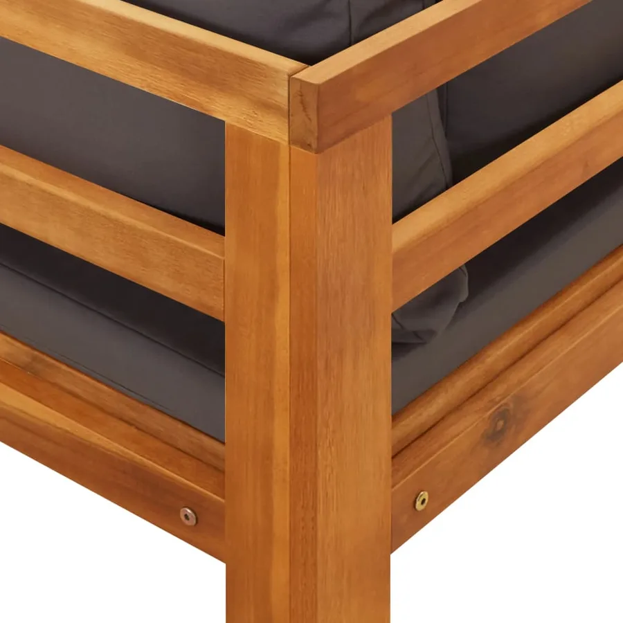 Chaises longues coussins gris foncé lot de 2 Bois acacia solide - 6