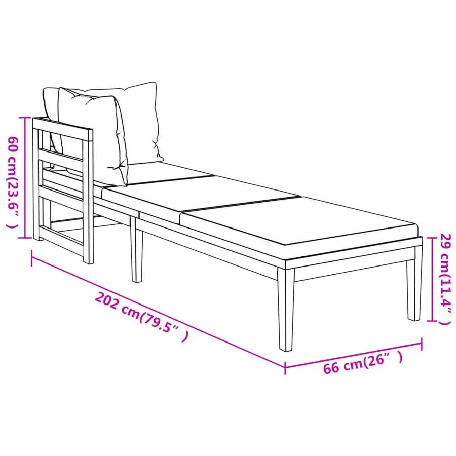 Chaises longues coussins gris foncé lot de 2 Bois acacia solide - 7