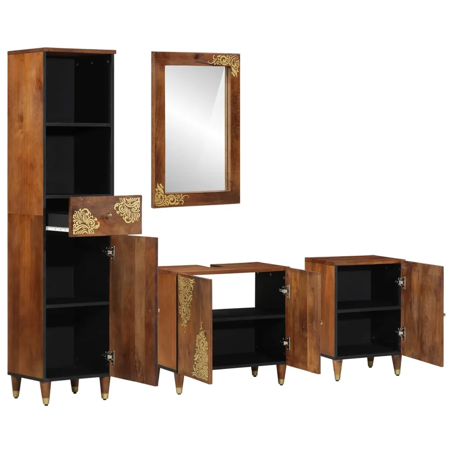 Ensemble de Meubles de Salle de Bain 4 pcs Marron miel - 2