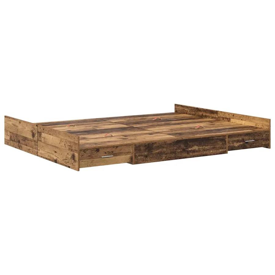 Cadre de lit avec rangement Bois Ancien 135 x 190 cm - 4