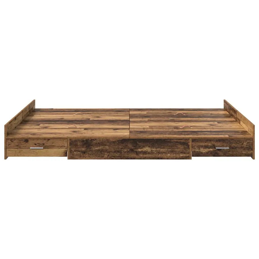 Cadre de lit avec rangement Bois Ancien 135 x 190 cm - 5