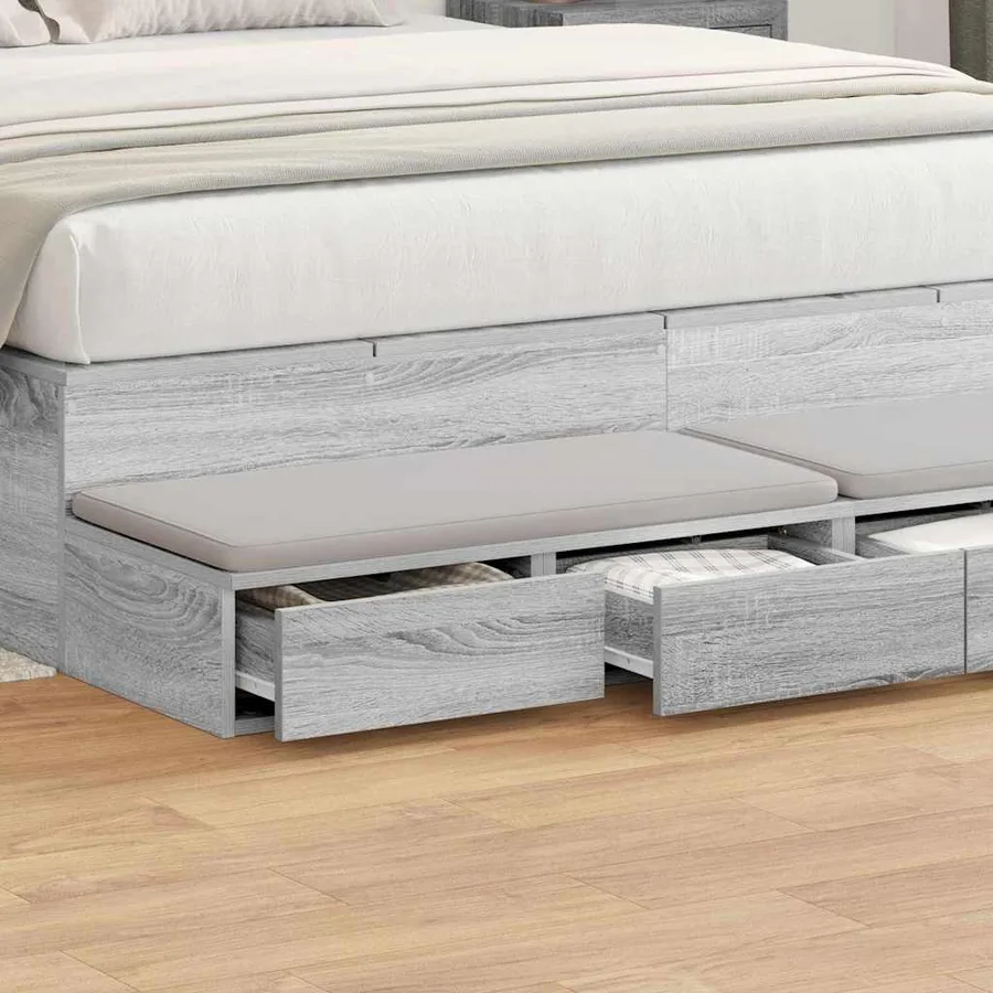 Tiroirs de lit avec tiroir Gris Sonoma 135 x 36,5 x 16,5 cm - 4