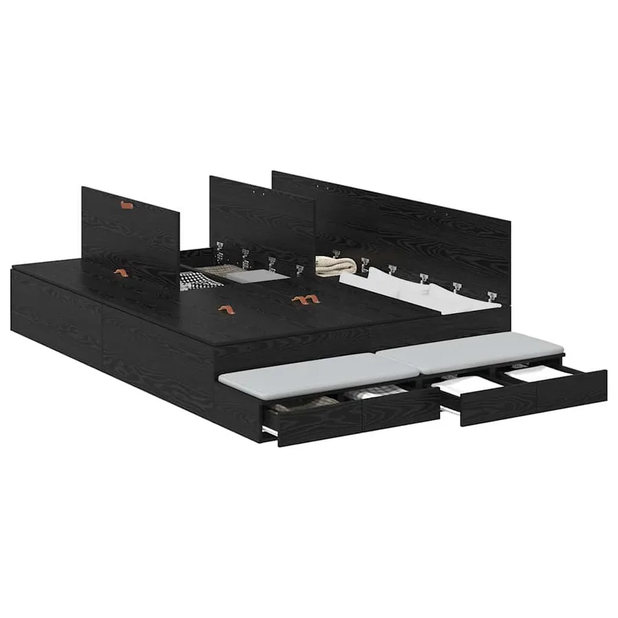 Cadre de lit avec rangement Chêne noir 135 cm Bois d'ingénierie - 3