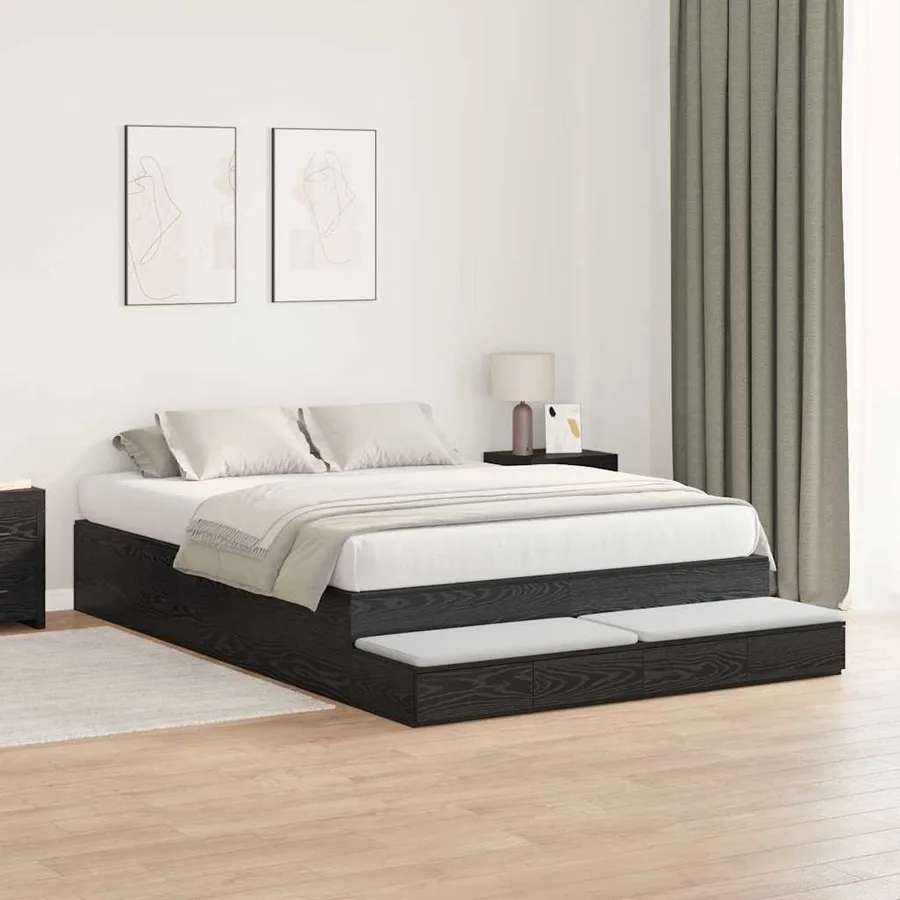 Cadre de lit avec rangement Chêne noir 135 cm Bois d'ingénierie - 5