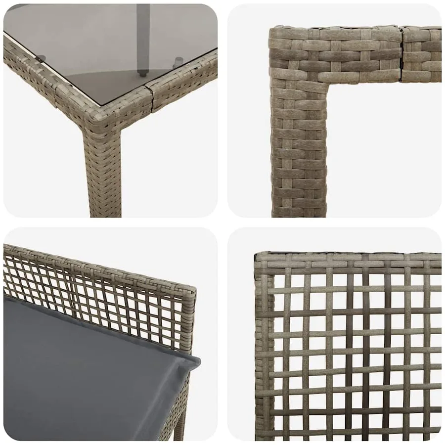 Ensemble de salle à manger pour jardin 7 pcs Gris polyrotin - 9