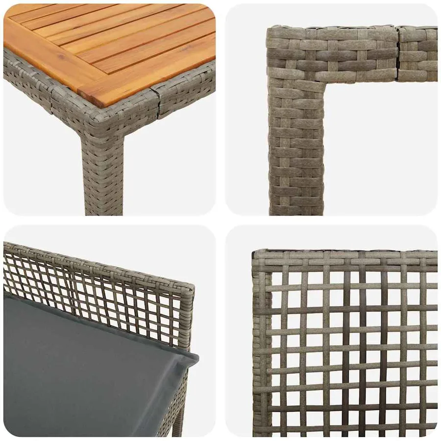Ensemble de salle à manger pour jardin 7 pcs Gris polyrotin - 9