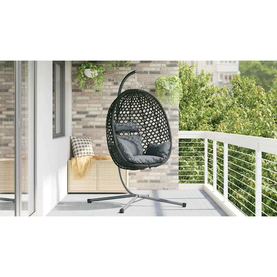Chaise suspendue Anthracite et noir 104 x 100 x 191 cm - 4