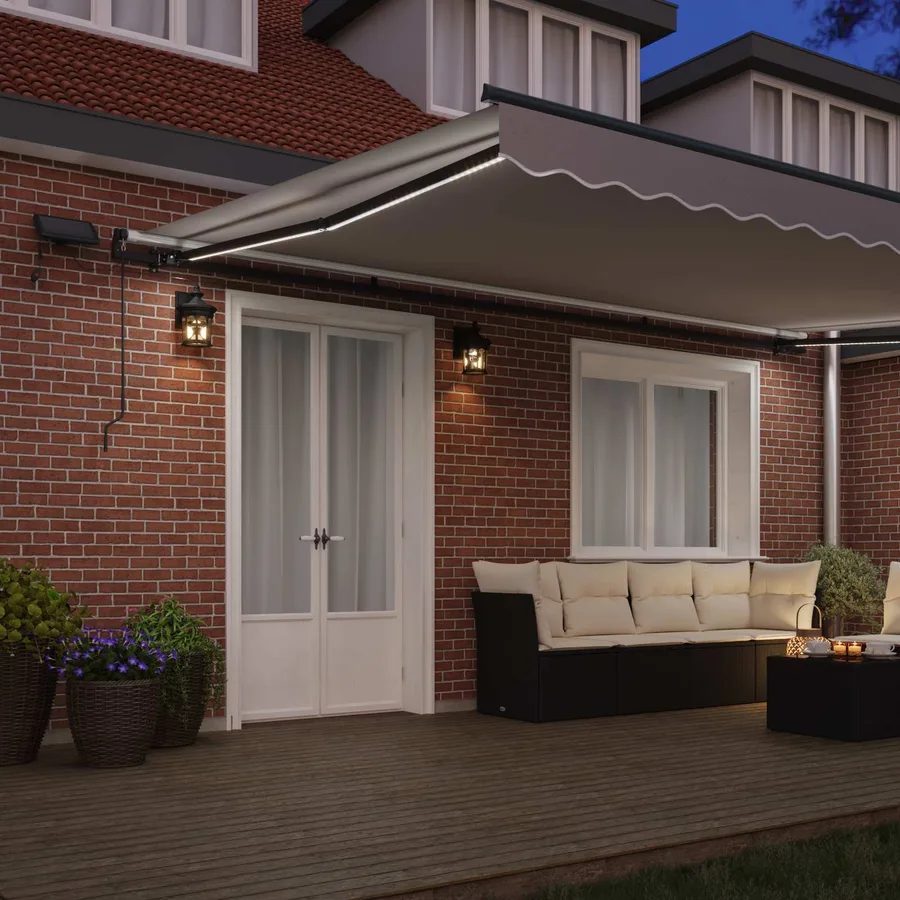 Auvent rétractable Gris clair 500 × 350 cm Tissu et Aluminium - 3