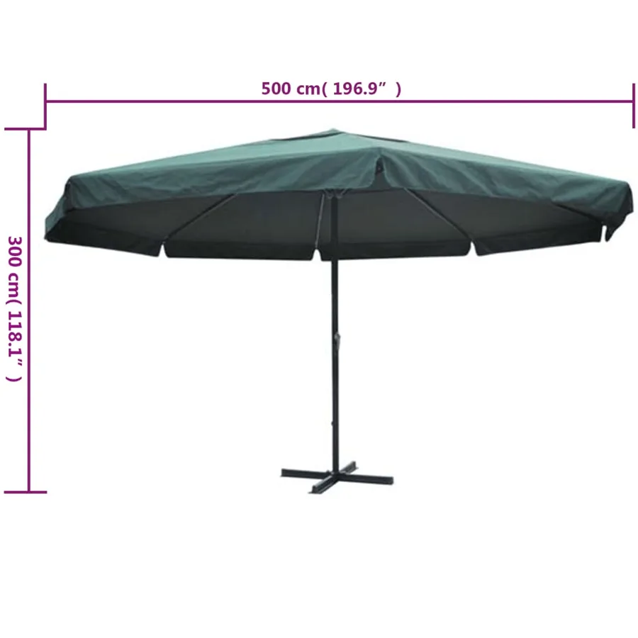 Parasol vert aluminium 500 cm - 5