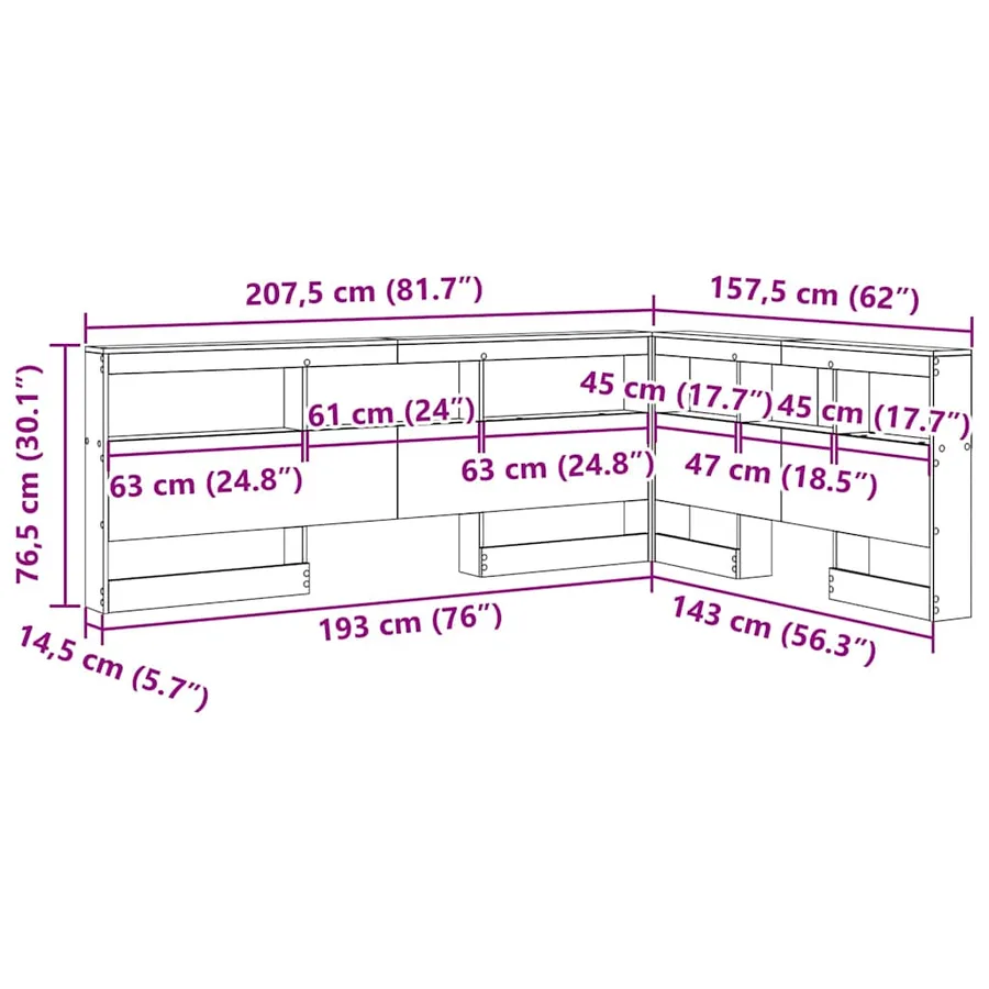 Tête de lit de rangement Blanc 140 cm Bois d'ingénierie - 12
