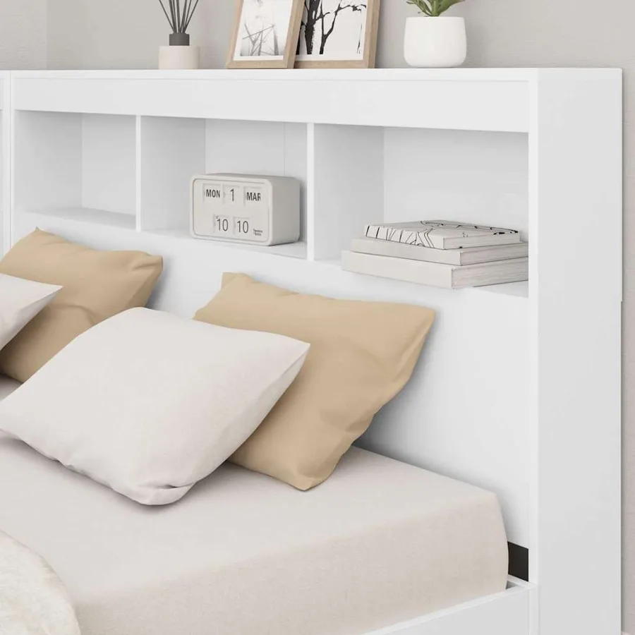 Tête de lit de rangement Blanc 140 cm Bois d'ingénierie - 4