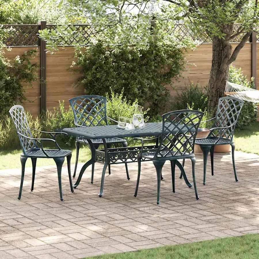 Chaise de jardin 4 pcs Vert 61 x 60,5 x 93cm Aluminium - 3