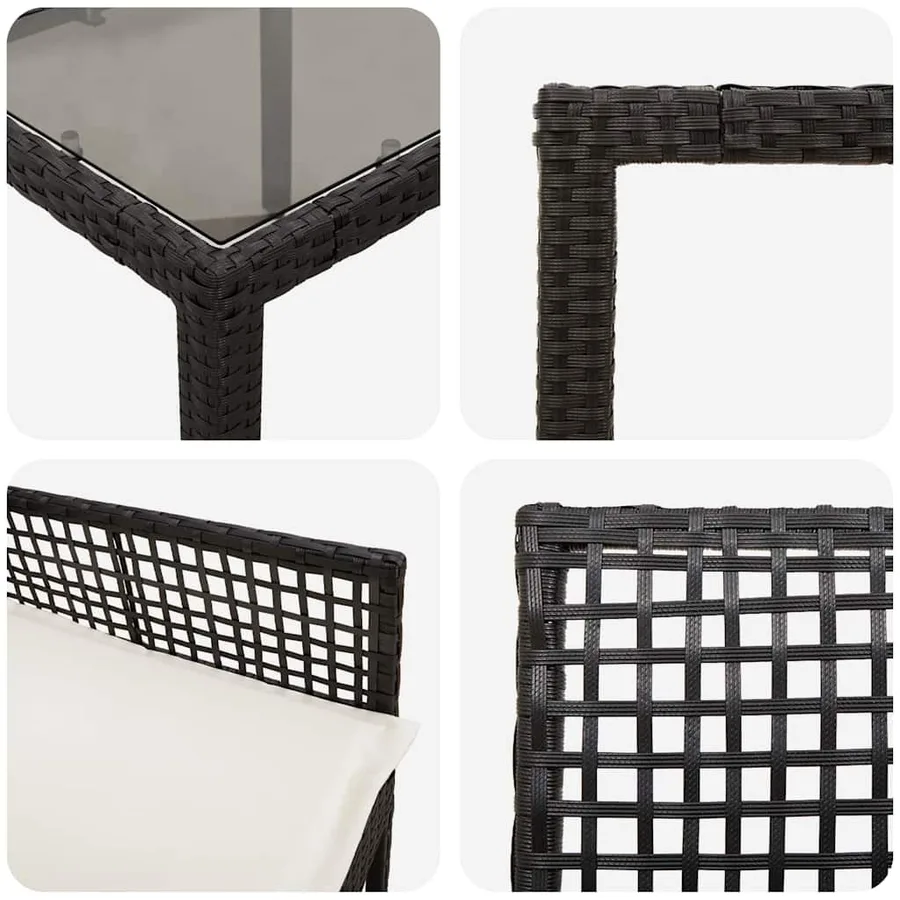 Ensemble de salle à manger pour jardin 5 pcs Noir polyrotin - 9