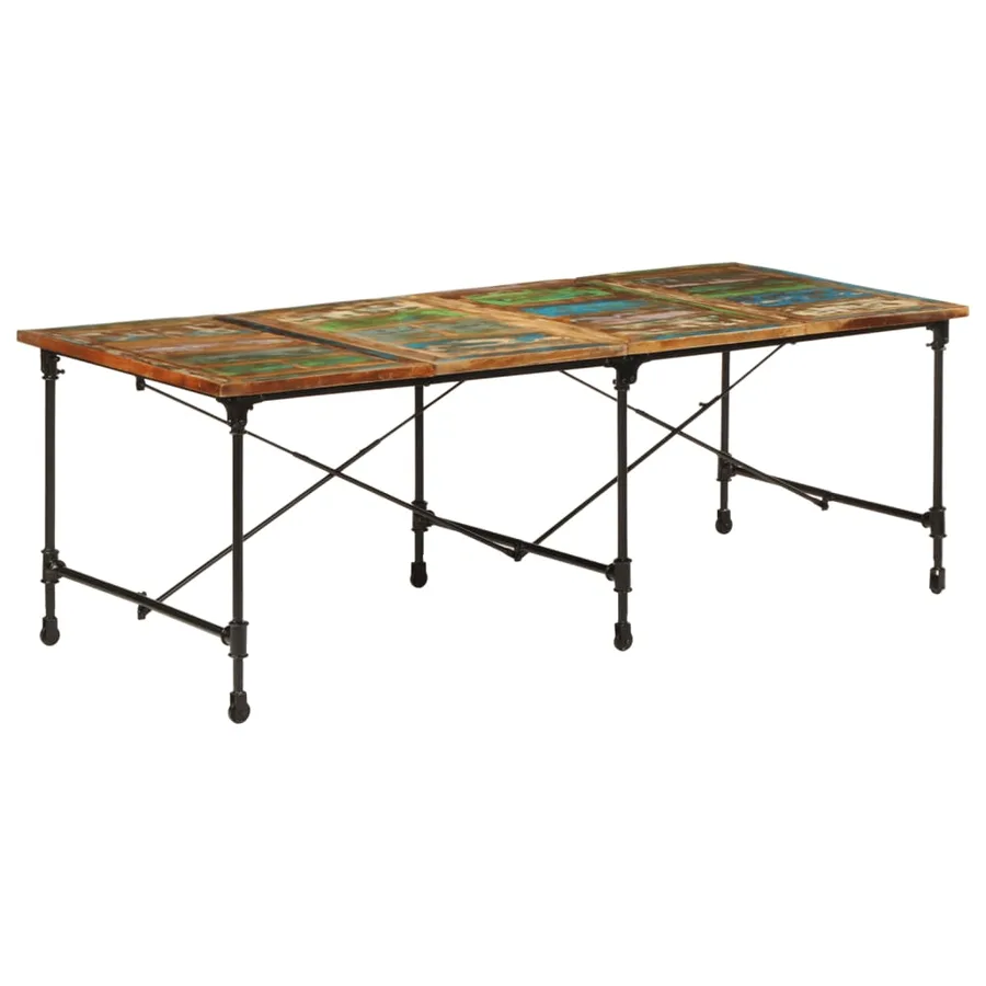 Table à manger 220x90x77 cm bois massif de récupération - 10