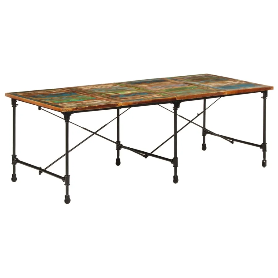 Table à manger 220x90x77 cm bois massif de récupération - 11