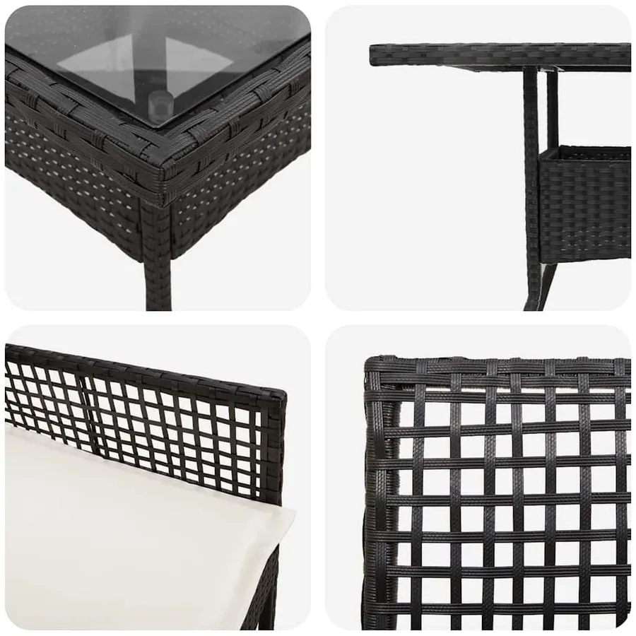 Ensemble de salle à manger pour jardin 5 pcs Noir polyrotin - 9