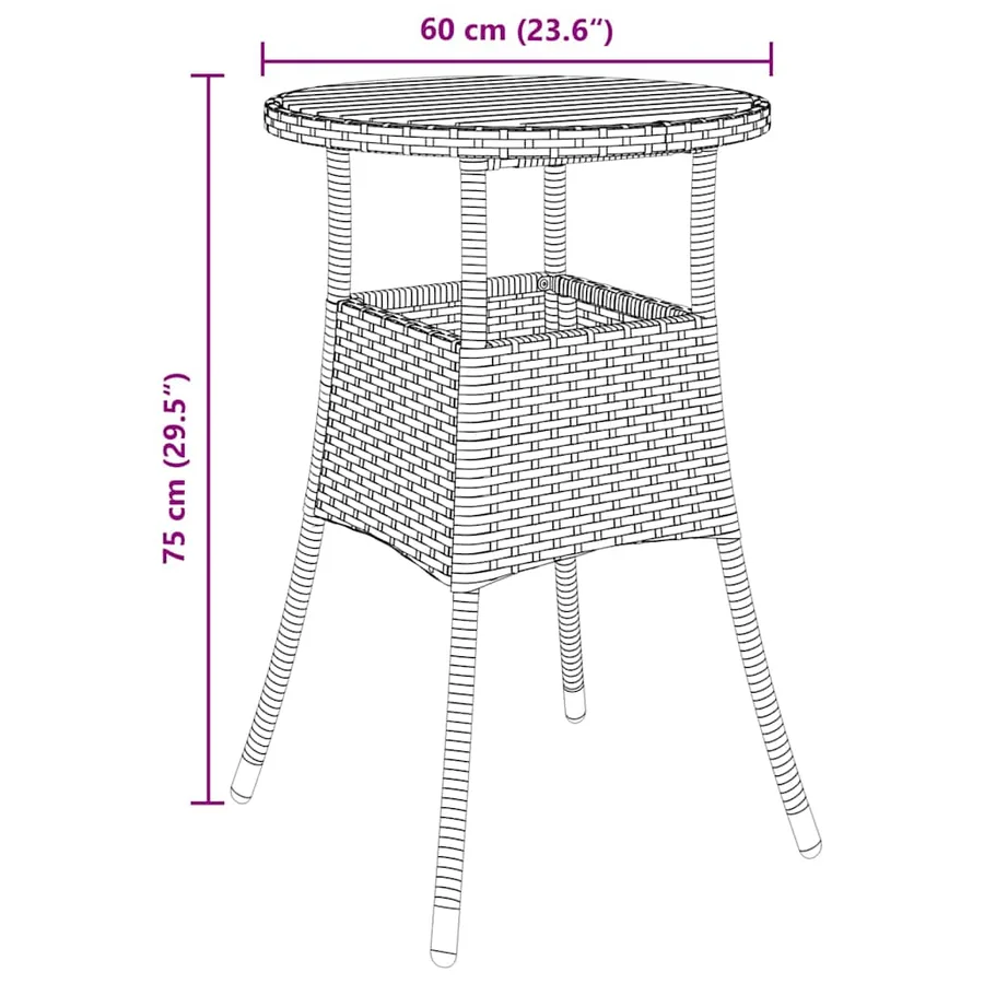 Ensemble de salle à manger pour jardin 3 pcs Noir polyrotin - 11