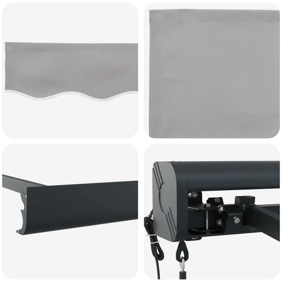 Auvent rétractable Gris clair 400 × 300 cm Tissu et Métal - 6