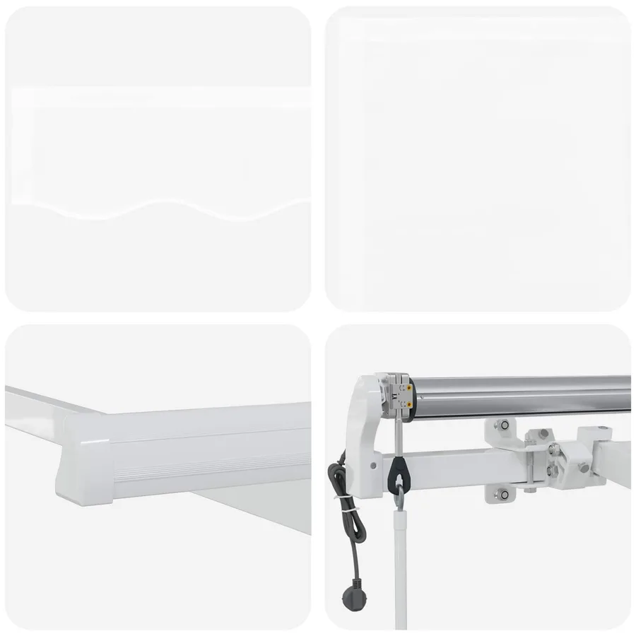 Auvent rétractable Blanc 400 × 300 cm Tissu et Aluminium - 4