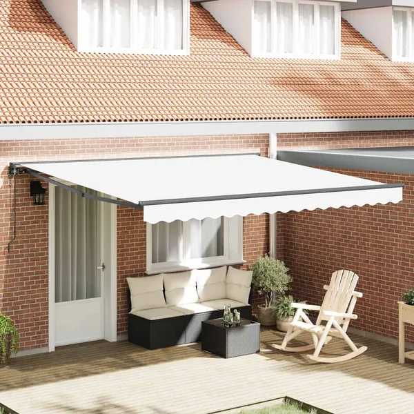 Cadre d'auvent Blanc 400 × 300 cm Polyester avec revêtement PU