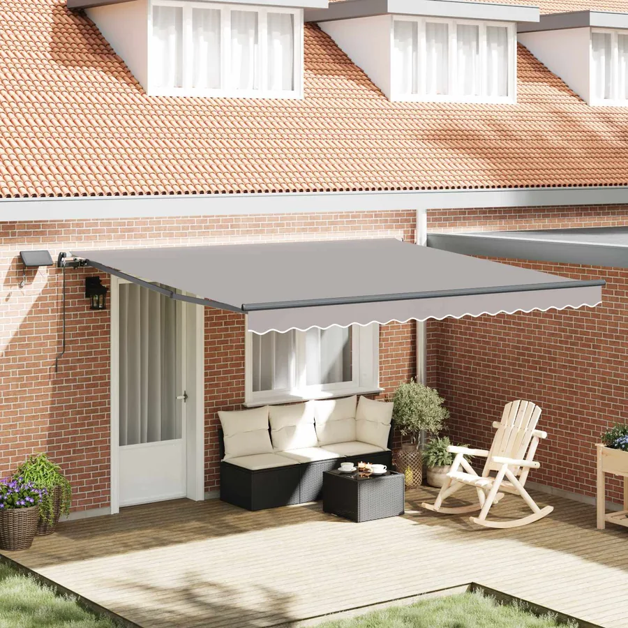 Auvent rétractable Gris clair 400 × 300 cm Tissu et Aluminium