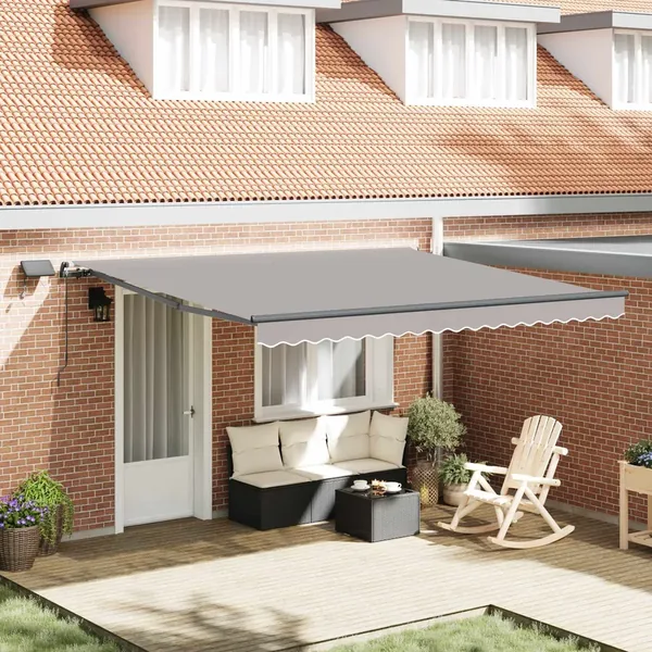 Auvent rétractable Gris clair 400 × 300 cm Tissu et Aluminium