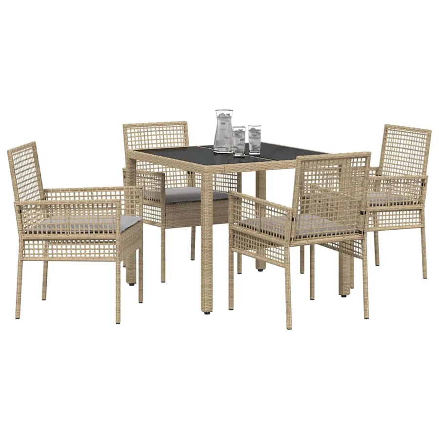 Ensemble de salle à manger pour jardin 5 pcs Beige polyrotin - 3