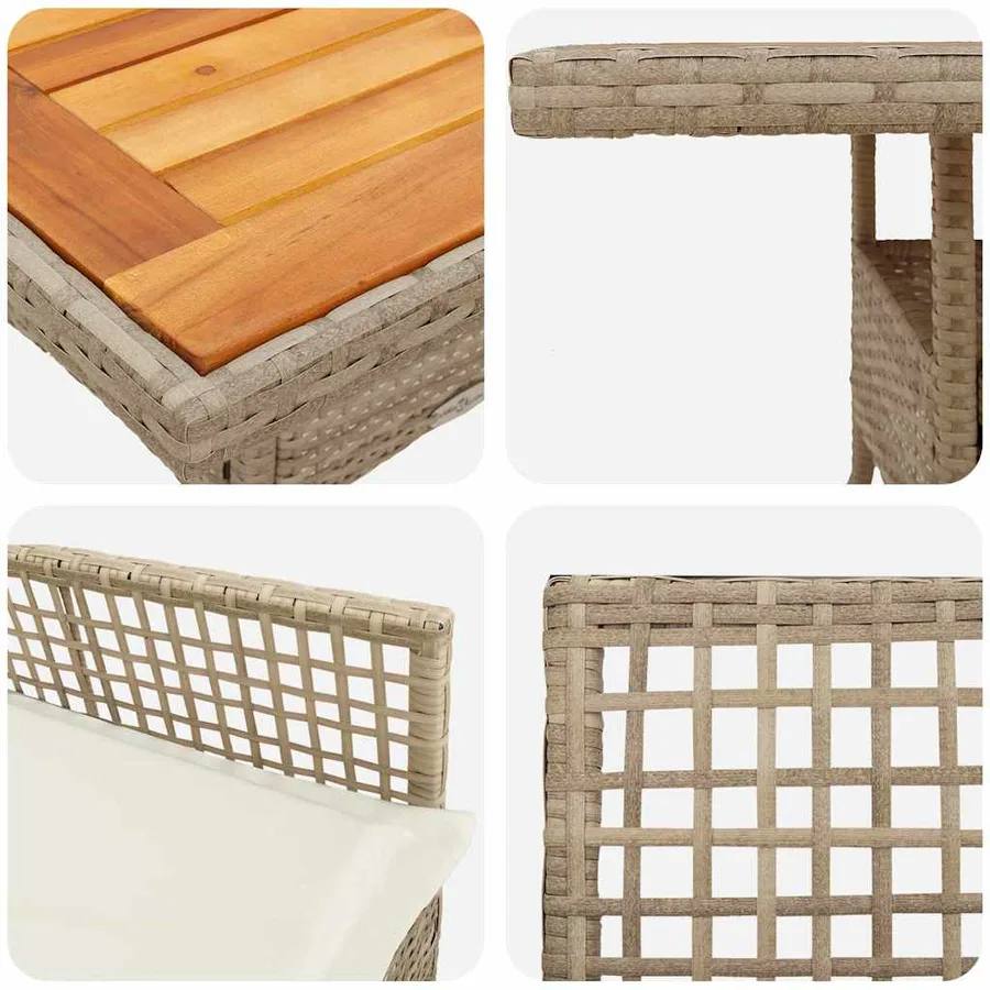 Ensemble de salle à manger pour jardin 3 pcs Beige polyrotin - 9