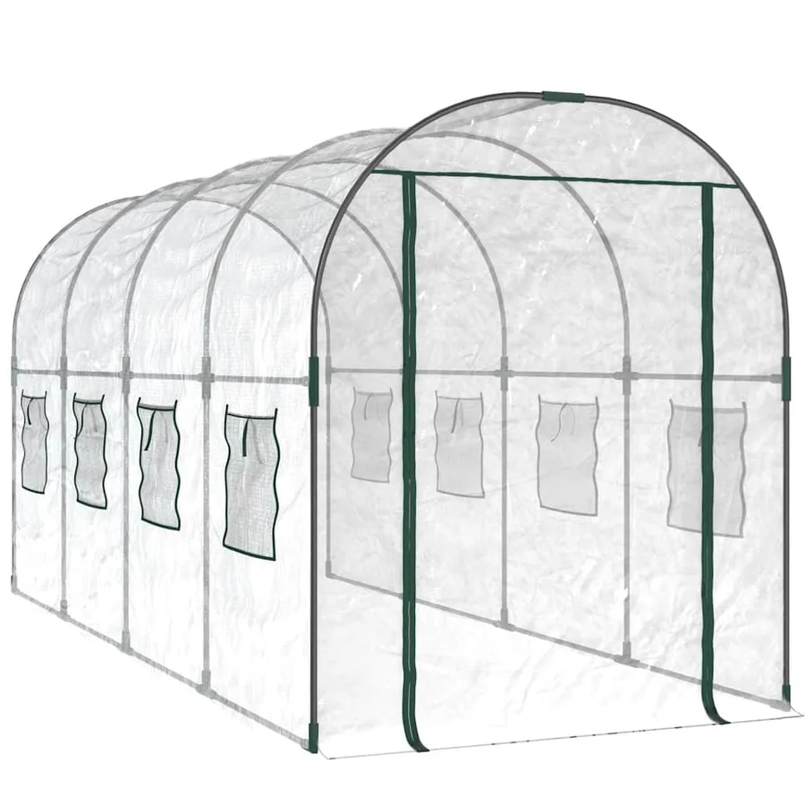 Serre Transparent 160x400x190 cm PVC et acier enduit de poudre - 2