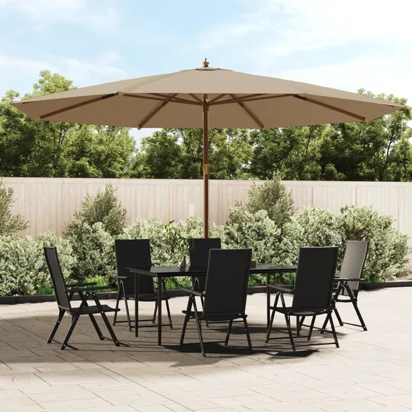 Parasol de jardin avec mât en bois taupe 400x273 cm