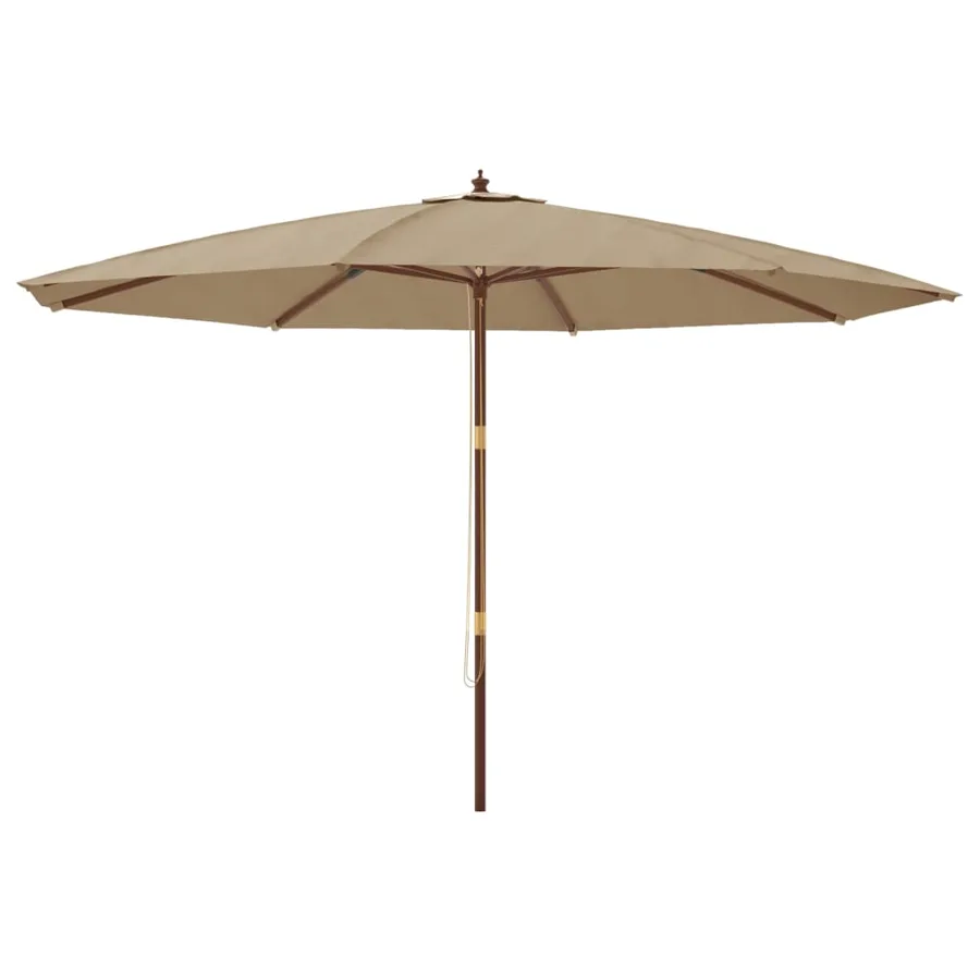 Parasol de jardin avec mât en bois taupe 400x273 cm - 2