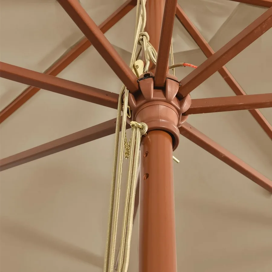 Parasol de jardin avec mât en bois taupe 400x273 cm - 6