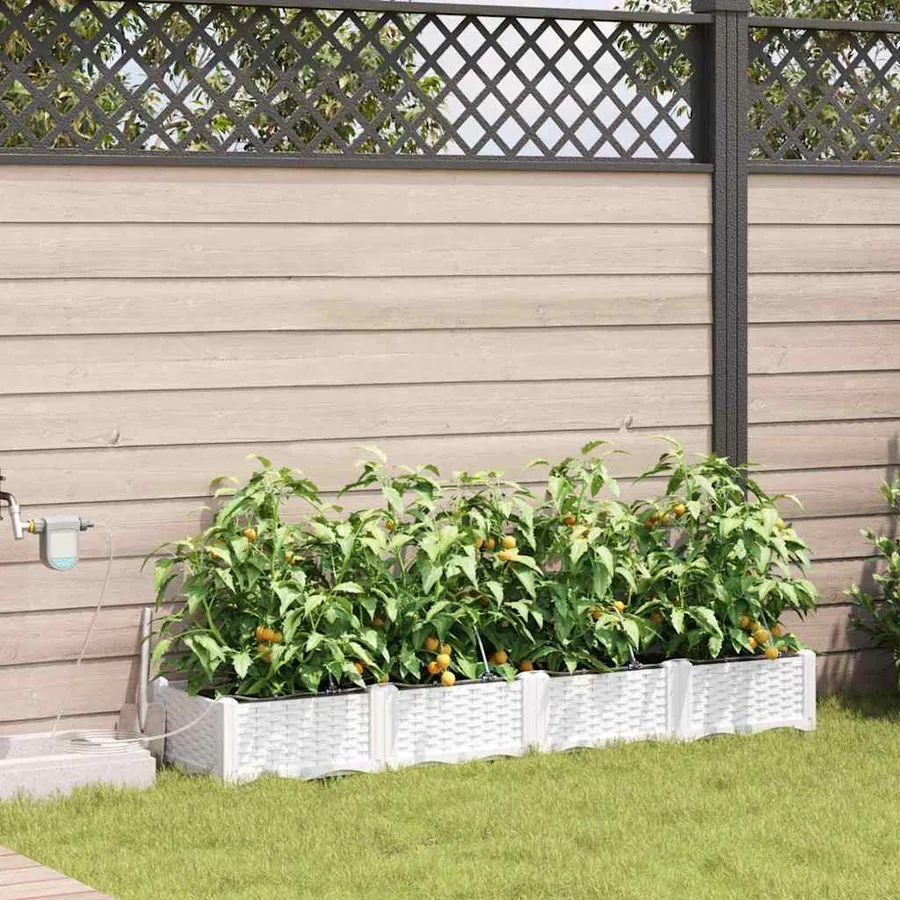 Cache-pot de jardin 4 pc Blanc 160 x 40 x 22 cm PP