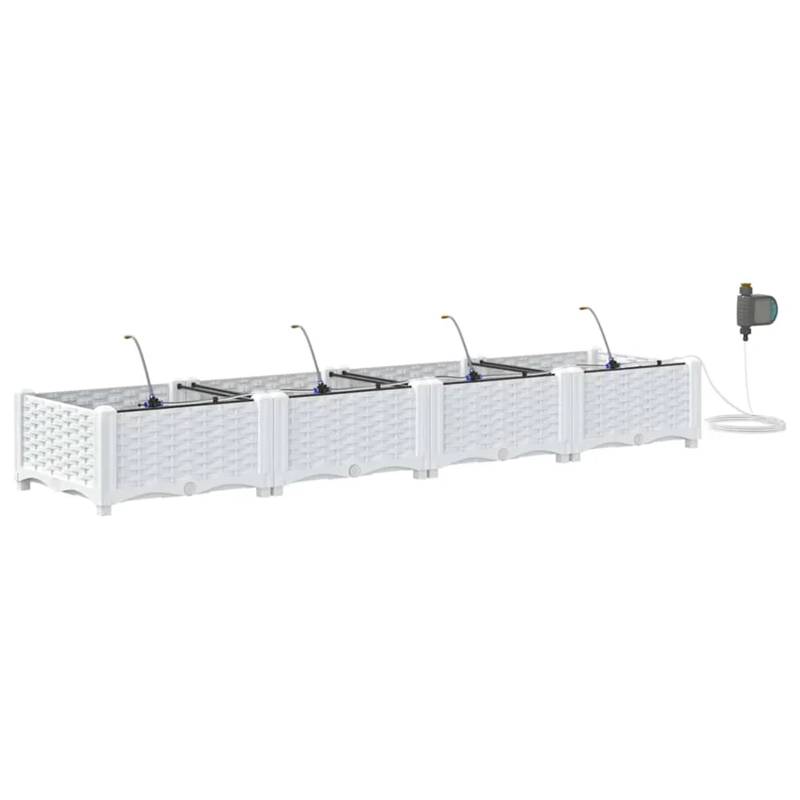 Cache-pot de jardin 4 pc Blanc 160 x 40 x 22 cm PP - 2