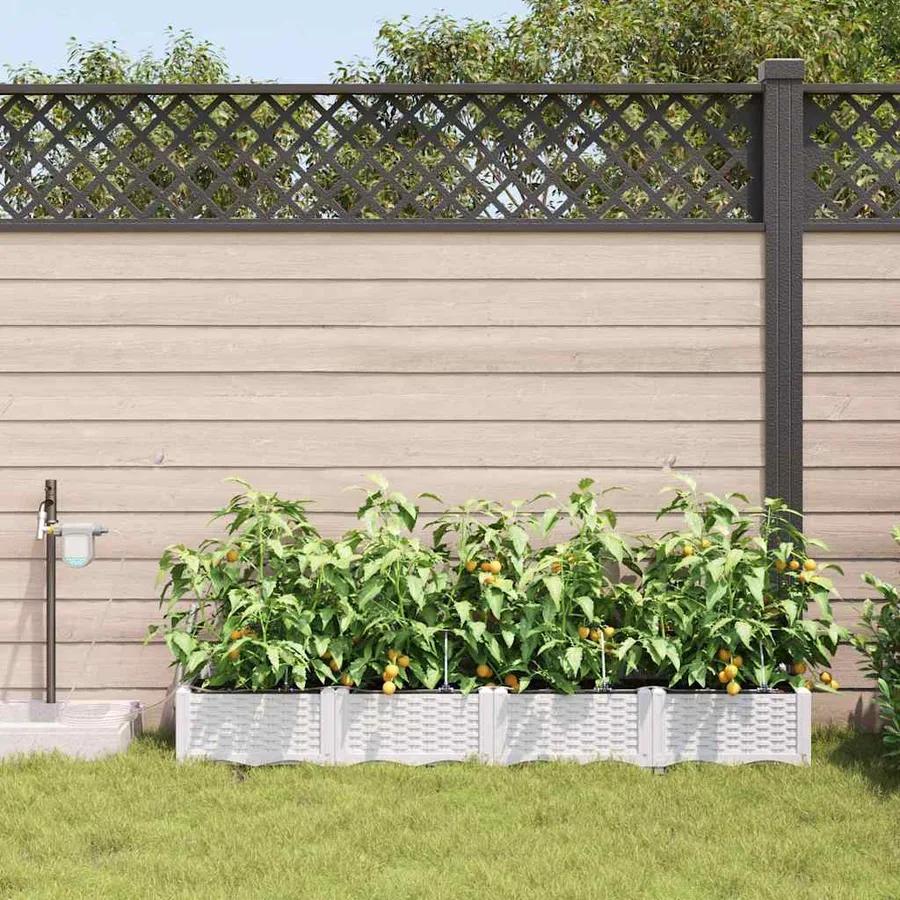 Cache-pot de jardin 4 pc Blanc 160 x 40 x 22 cm PP - 3