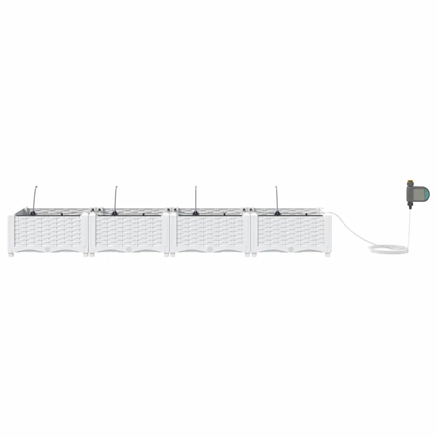 Cache-pot de jardin 4 pc Blanc 160 x 40 x 22 cm PP - 5