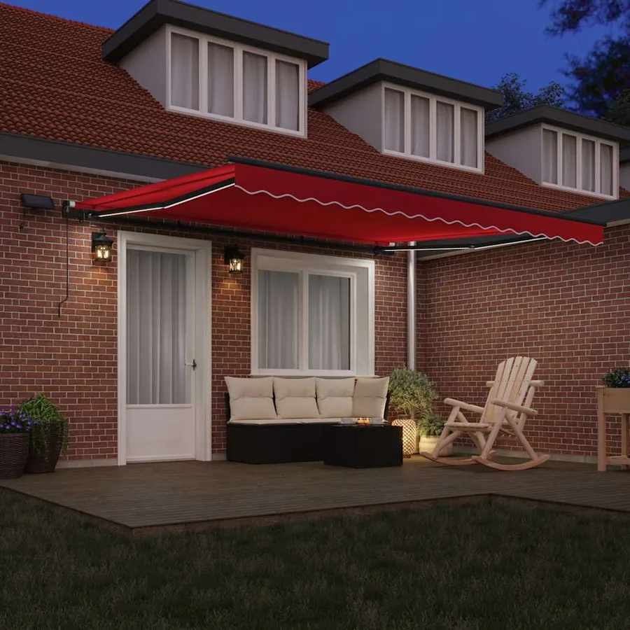 Auvent rétractable Rouge 400 × 300 cm Tissu et Aluminium - 3