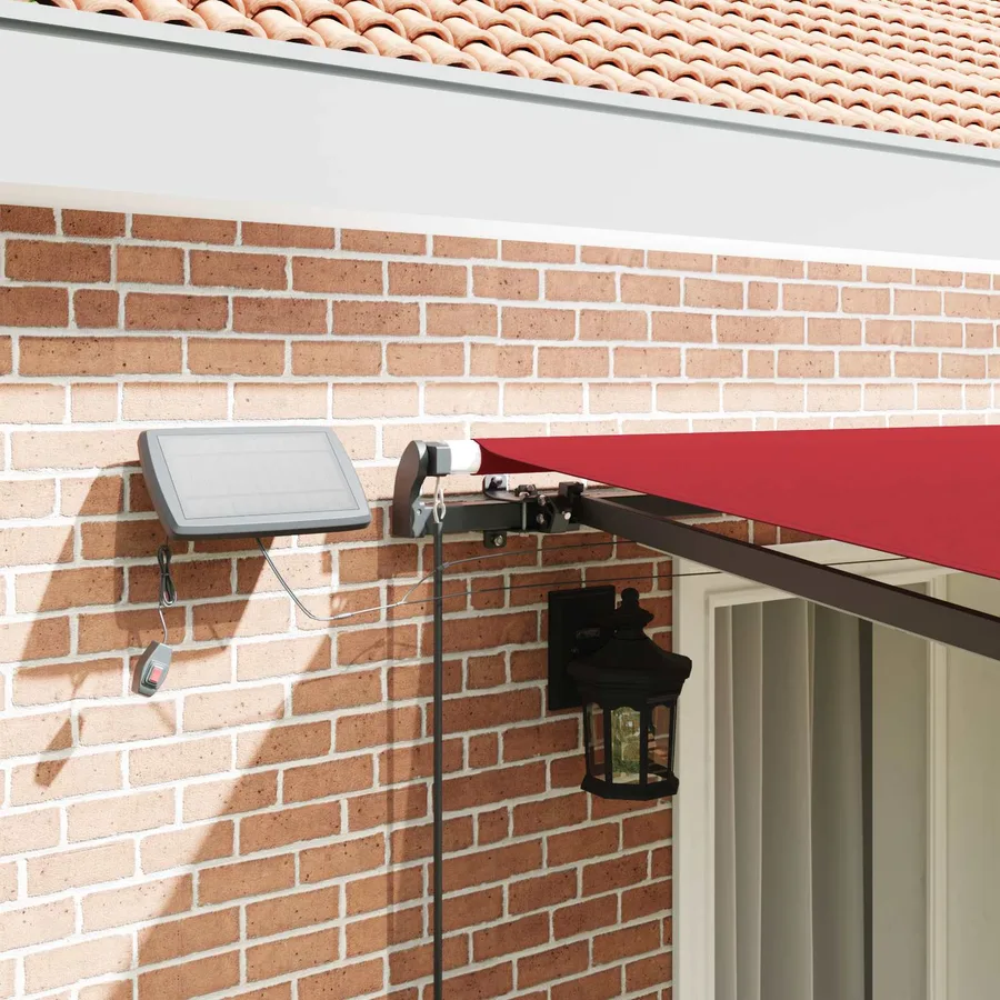 Auvent rétractable Rouge 400 × 300 cm Tissu et Aluminium - 4