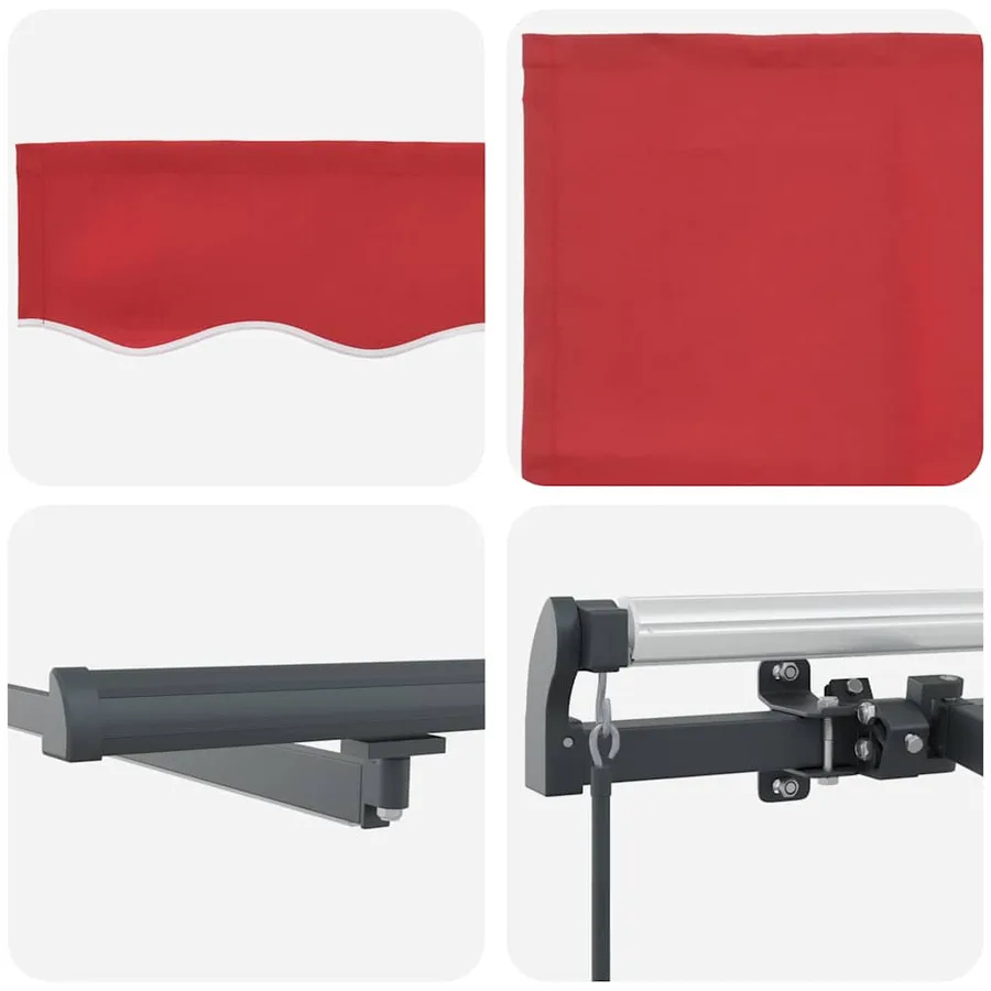 Auvent rétractable Rouge 400 × 300 cm Tissu et Aluminium - 8