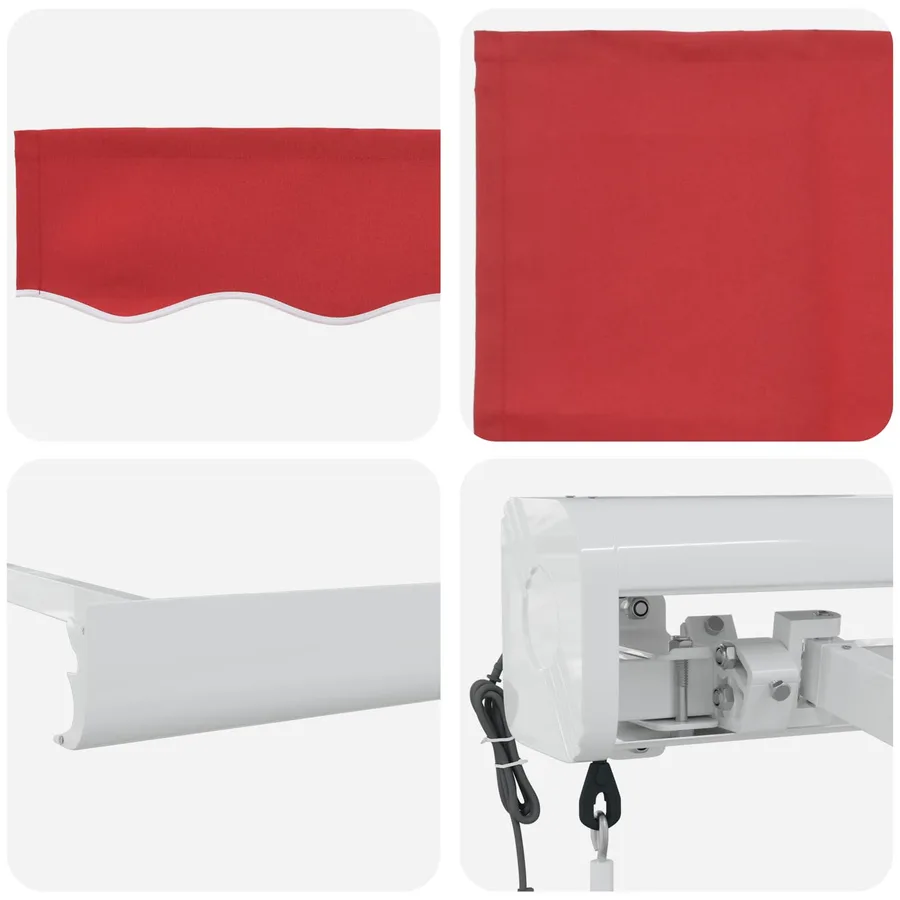 Auvent rétractable Rouge 400 × 300 cm Tissu et Métal - 4