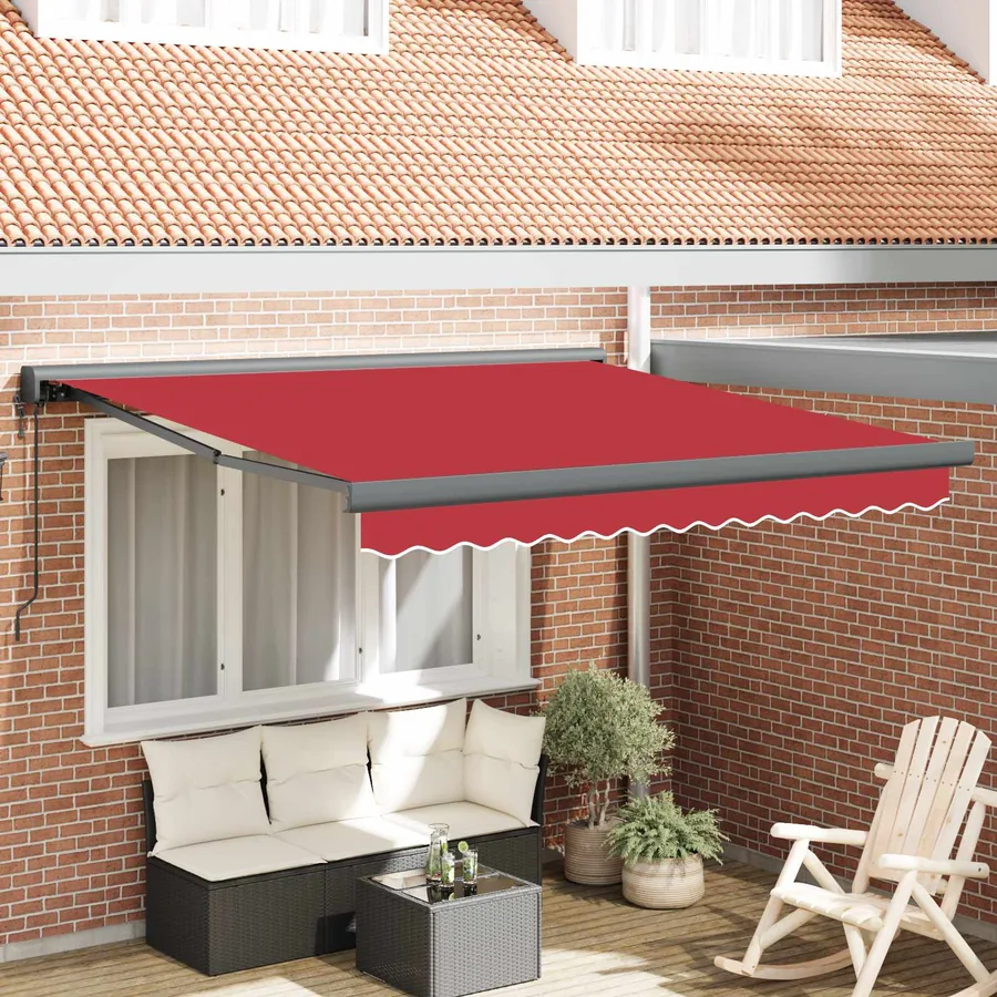 Auvent rétractable Rouge 300 x 250 x 165 cm Tissu et Métal