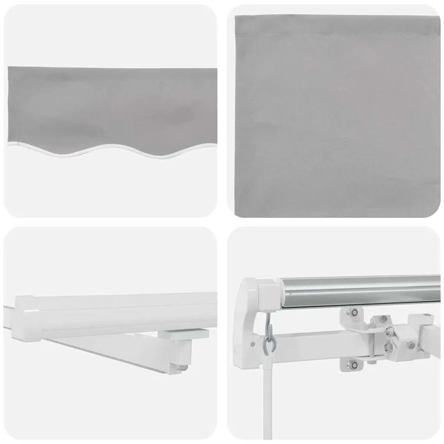 Auvent rétractable Gris clair 600 × 350 cm Tissu et Aluminium - 11
