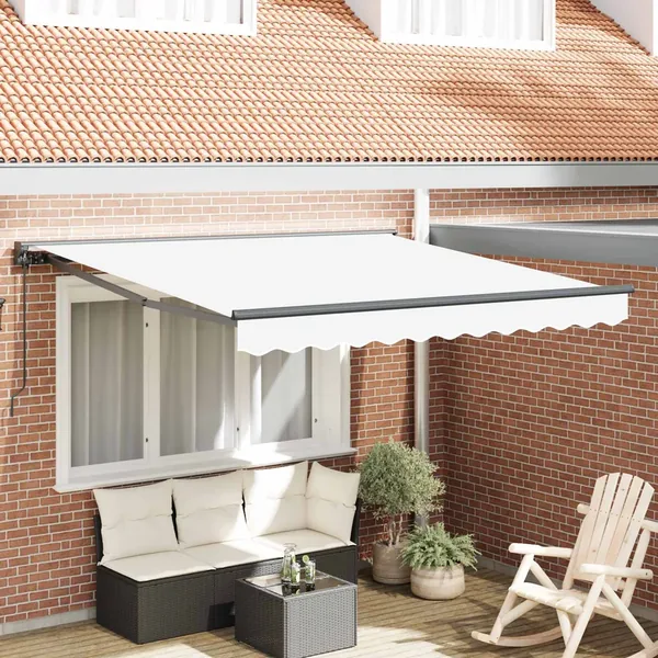 Cadre d'auvent Blanc 300 x 250 cm Polyester avec revêtement PU