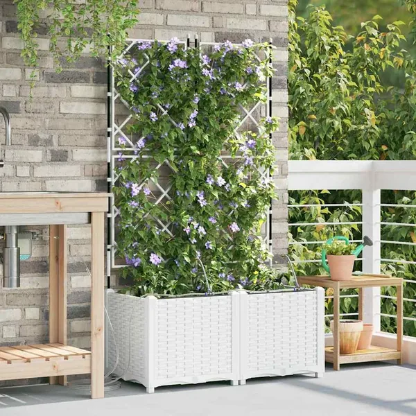 Cache-pot de jardin 2 pc Blanc 80 x 40 x 142 cm PP
